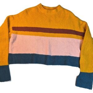 Garage Brand Mock Neck Drop Shoulder Crop Sweater P/S Funky Hip Streetwear Boho